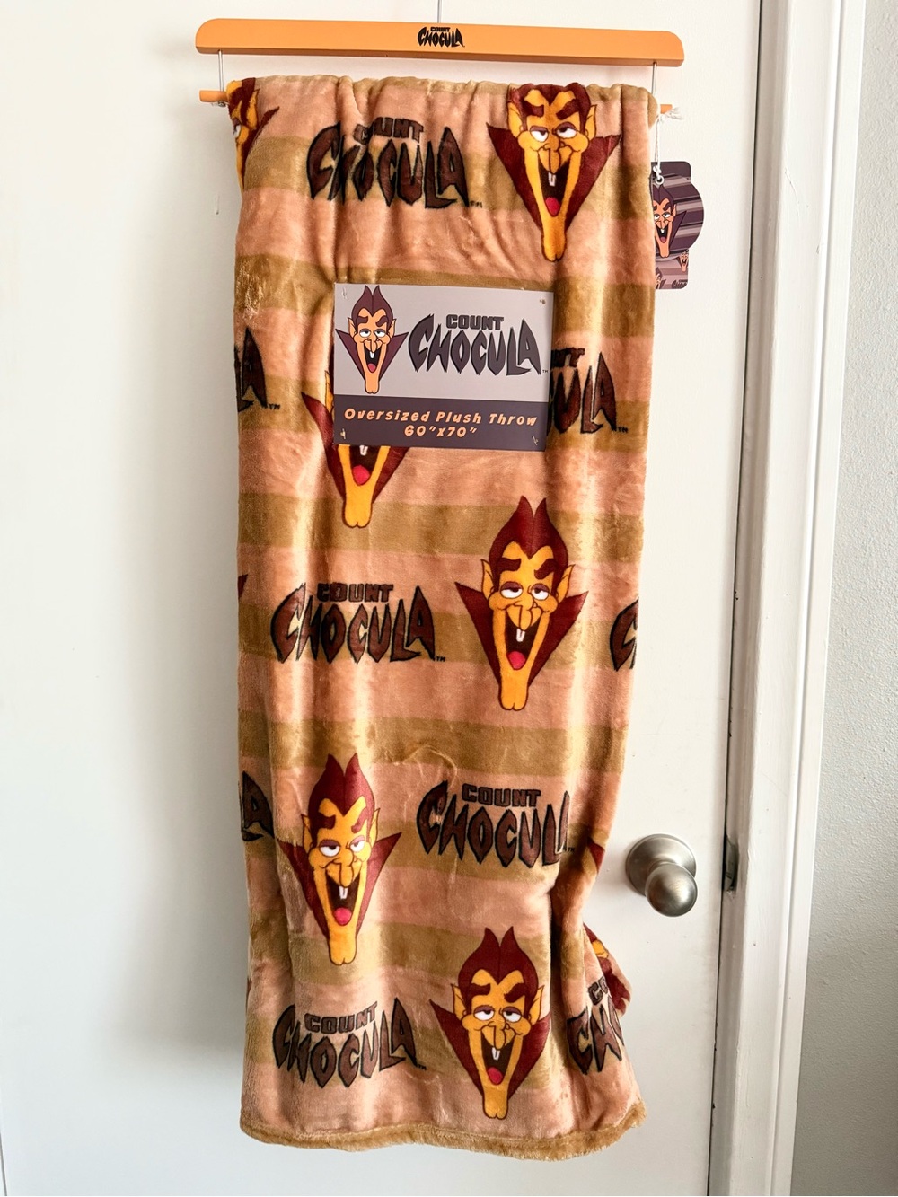 Count Chocula Plush Throw Blanket - Pink and Brown